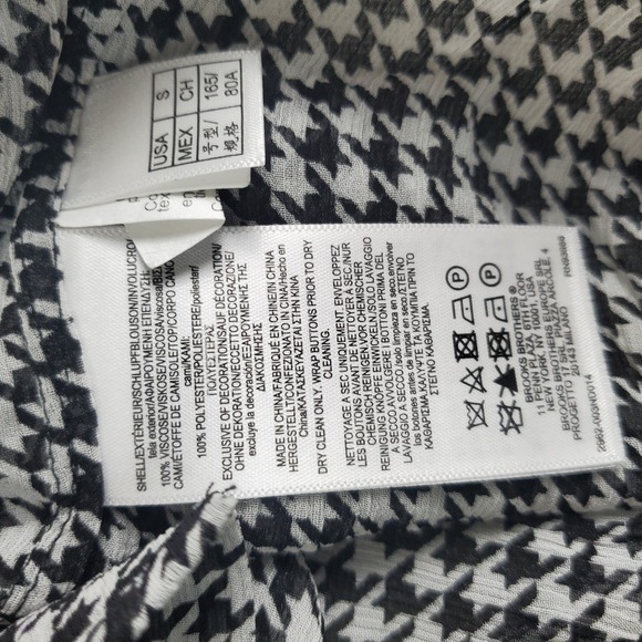 BROOKS BROTHERS Shirt Womens Small Relaxed Houndstooth Blouse Chiffon New - Picture 8 of 16